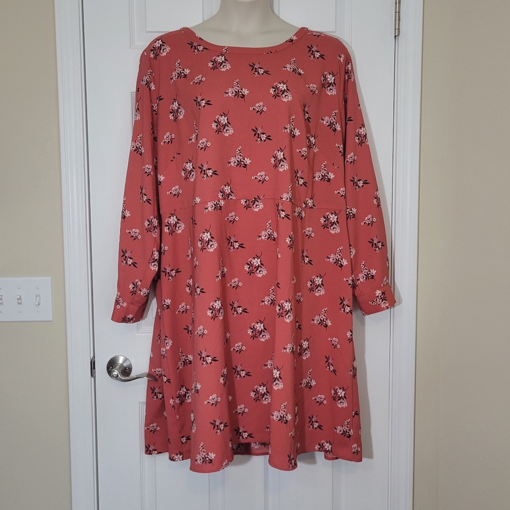 Loft Floral Pleated Cuff Flare Dress Plus Size 26 - Picture 4 of 9